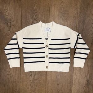 Zara Cream and Black Knit Cardigan